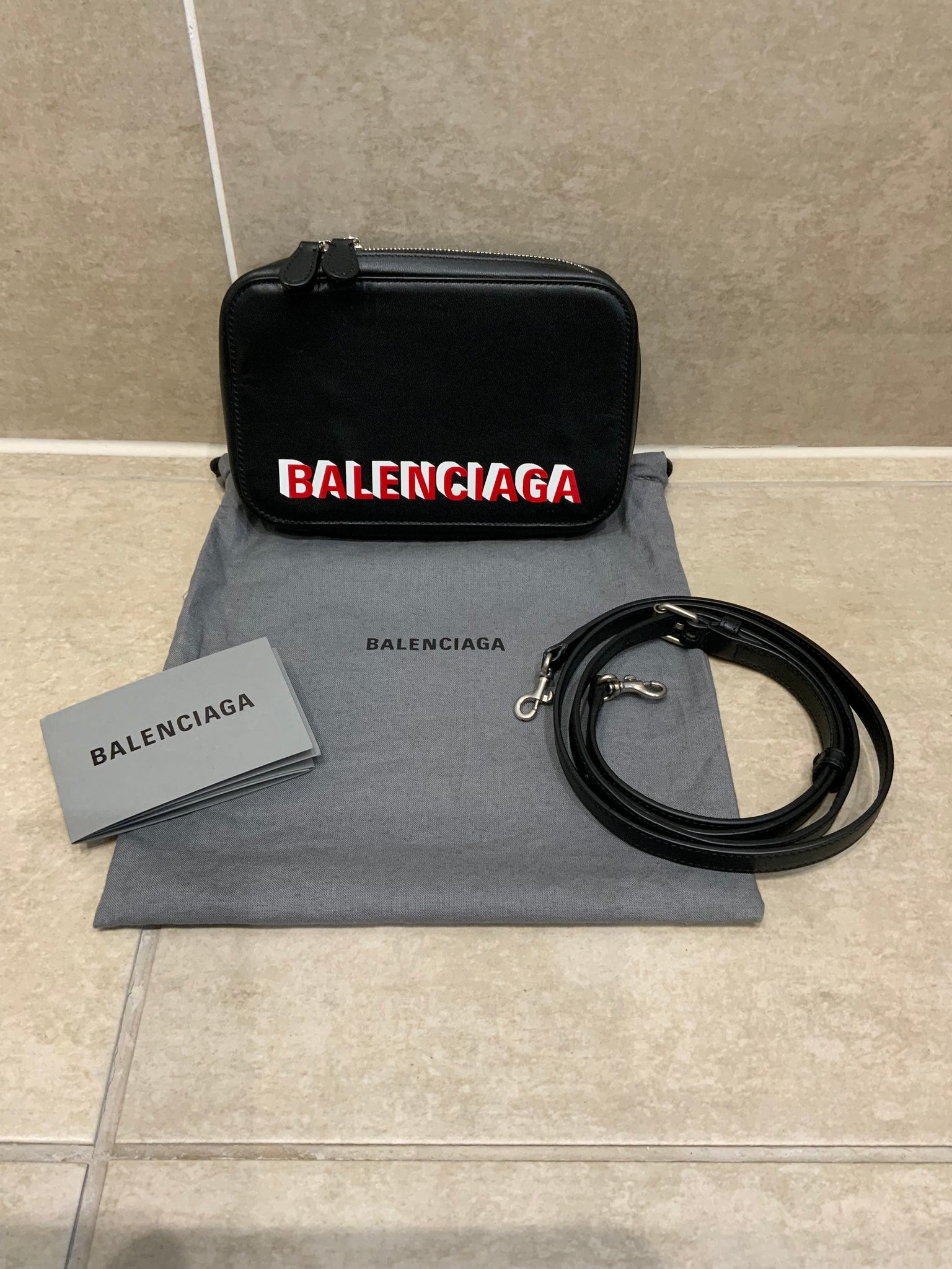 Balenciaga Leather Cash Zip Phone Holder