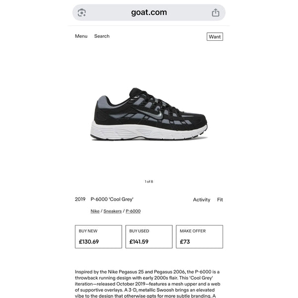 Nike P 6000 Trainer - UK 8